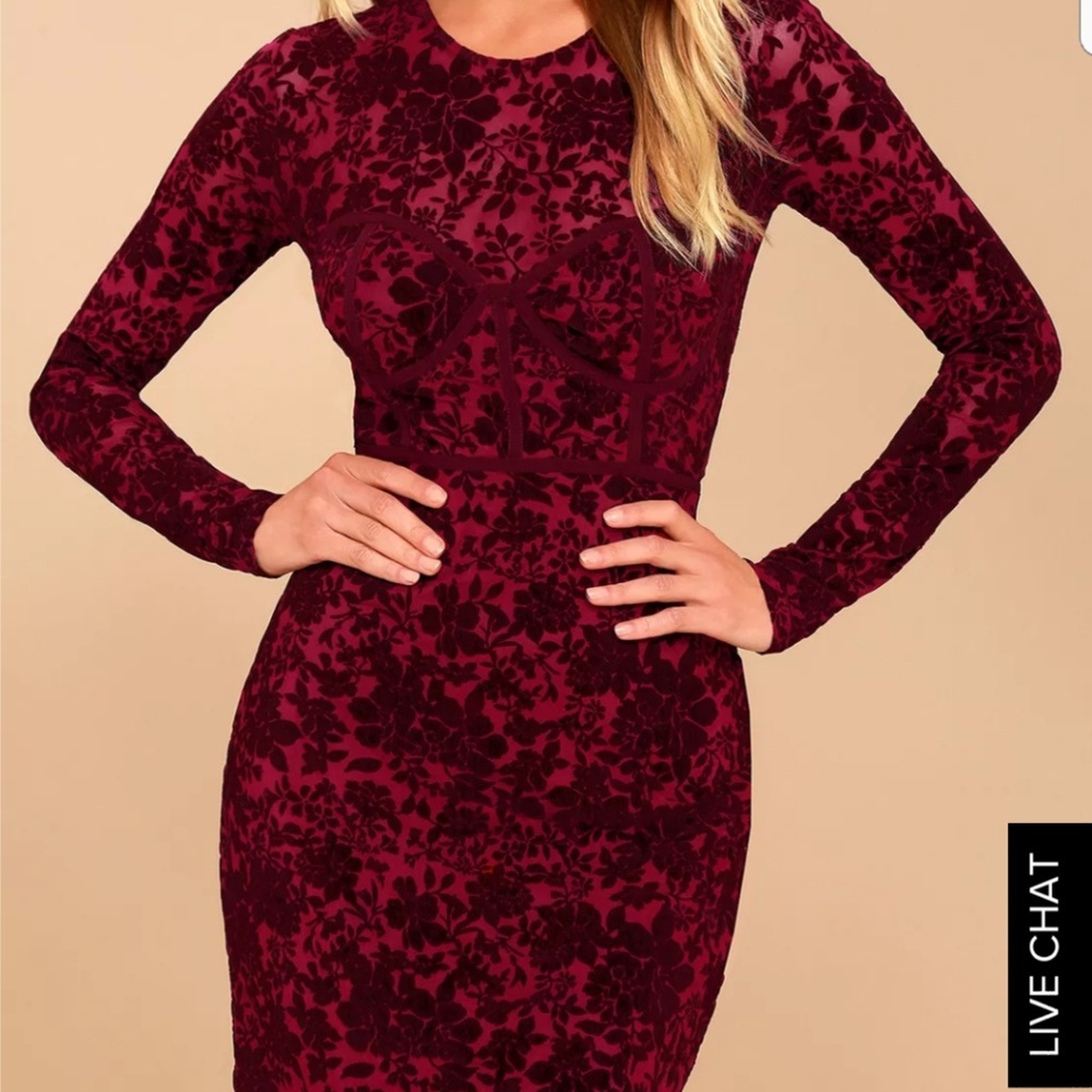 Burgundy long sleeve dress